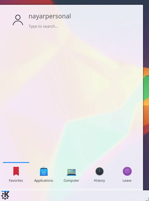 Kubuntu 16.04 Start Menu