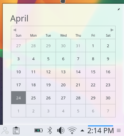 Calendar Widget Kubuntu 16.04