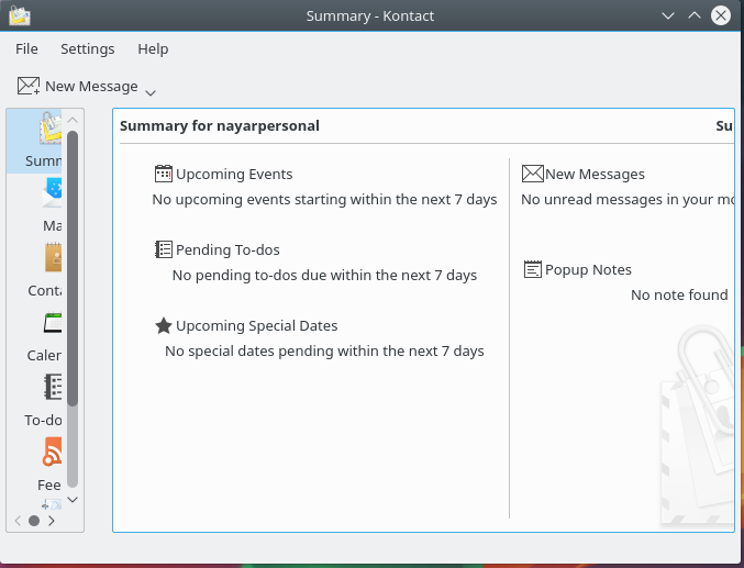 Kontact in Kubuntu 16.04